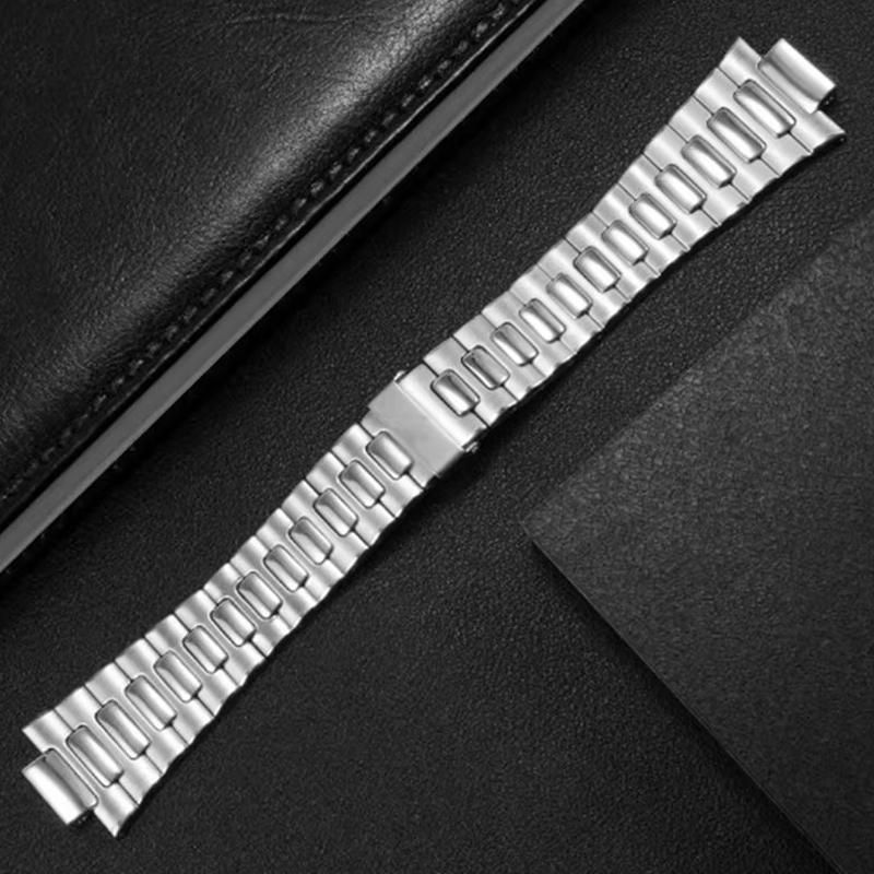 Patek Philippe Watch Nautilus - Konvexes silbernes Edelstahl-Uhrenarmband, 25 x 13